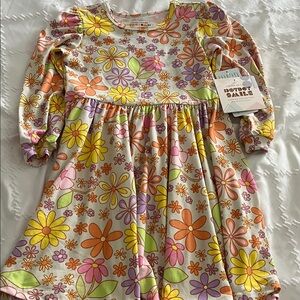 New Floral Kids Dress - Pink, Orange, Yellow
